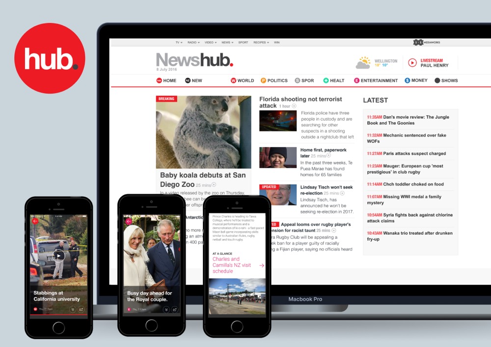 Newshub app screens